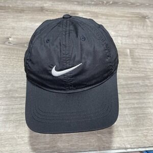 Nike Hat Cap Strap Back Black Dri-Fit Swoosh Embroidered‎ Youth Child Polyester